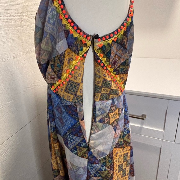 Ranna Gill Colorful Patchwork Maxi Dress Halter Boho Resort Vacation Size M - Picture 6 of 6